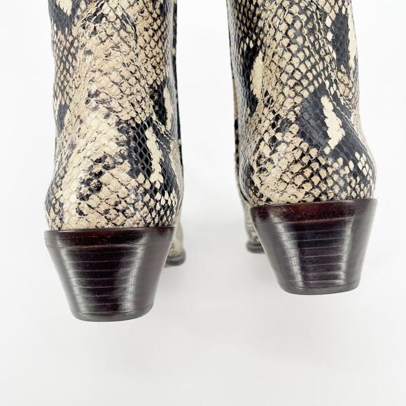 Loeffler Randall Dylan Tall Sand Snakeskin Embossed Block Heel Western Boot sz 6 - Picture 8 of 11